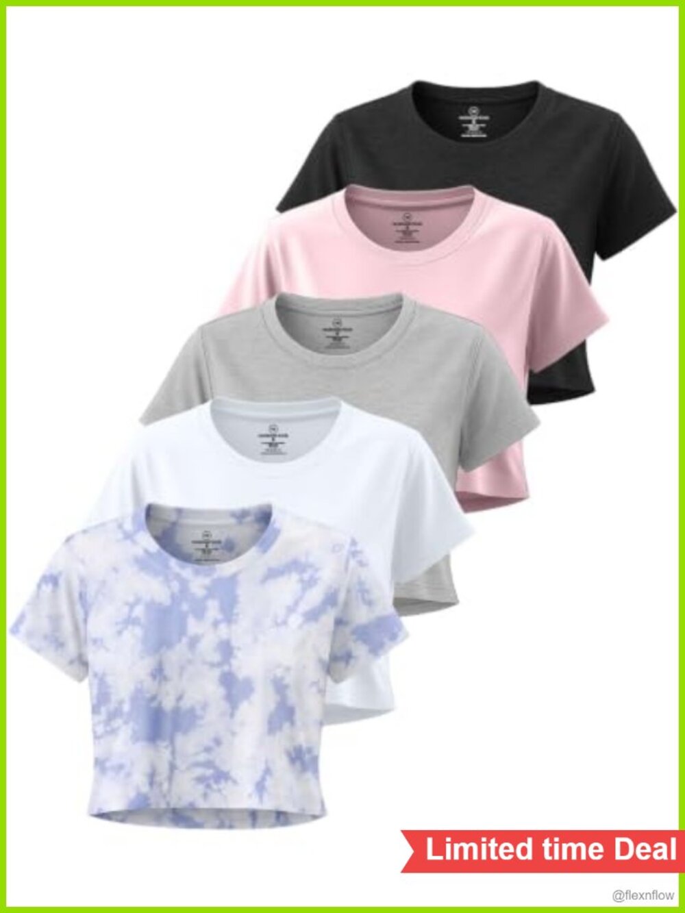 5 Pack Dry Fit Crop Tops Workout Short Sleeve Athletic Gym Tees